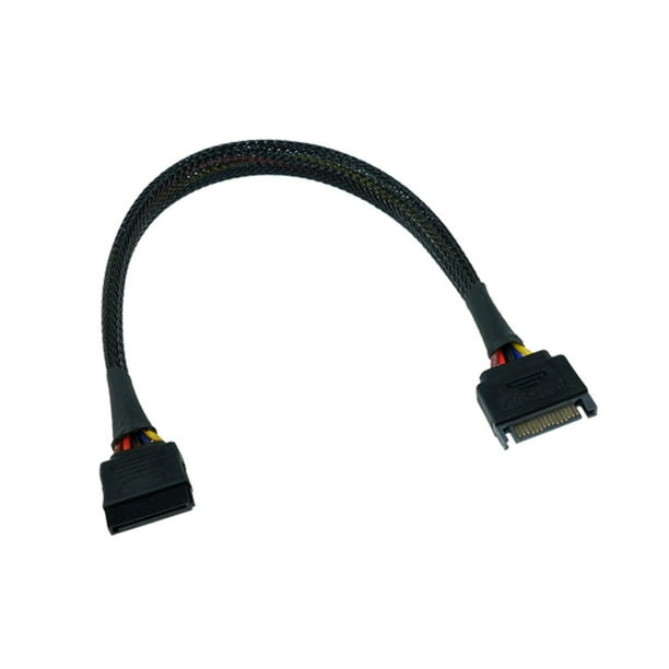 Cable Length: 5cm Computer Cables Black Sleeved SATA 15Pin Male to 2X Female with Latch Power Extension Cable Cable Length: 5cm Computer Cables Black Sleeved SATA 15Pin Male to 2X Female with Latch Power Extension Cable